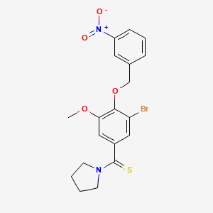 1-({3-bromo-5-methoxy-4-[(3-nitrobenzyl)oxy]phenyl}carbonothioyl)pyrrolidine