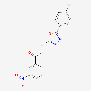 molecular formula C16H10ClN3O4S B3503545 2-{[5-(4-chlorophenyl)-1,3,4-oxadiazol-2-yl]thio}-1-(3-nitrophenyl)ethanone 