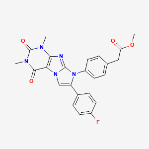 molecular formula C24H20FN5O4 B3503569 methyl {4-[7-(4-fluorophenyl)-1,3-dimethyl-2,4-dioxo-1,2,3,4-tetrahydro-8H-imidazo[2,1-f]purin-8-yl]phenyl}acetate 