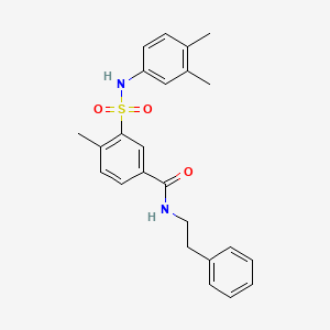 molecular formula C24H26N2O3S B3503601 3-{[(3,4-dimethylphenyl)amino]sulfonyl}-4-methyl-N-(2-phenylethyl)benzamide 