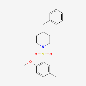 molecular formula C20H25NO3S B3503656 4-benzyl-1-[(2-methoxy-5-methylphenyl)sulfonyl]piperidine 