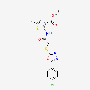 molecular formula C19H18ClN3O4S2 B3503678 ethyl 2-[({[5-(4-chlorophenyl)-1,3,4-oxadiazol-2-yl]thio}acetyl)amino]-4,5-dimethyl-3-thiophenecarboxylate 