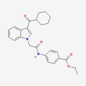 molecular formula C26H28N2O4 B3503683 ethyl 4-({[3-(cyclohexylcarbonyl)-1H-indol-1-yl]acetyl}amino)benzoate 