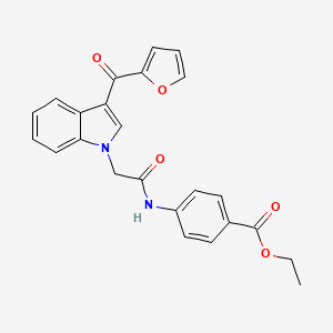molecular formula C24H20N2O5 B3503700 ethyl 4-({[3-(2-furoyl)-1H-indol-1-yl]acetyl}amino)benzoate 