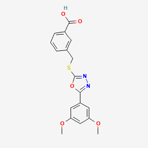 molecular formula C18H16N2O5S B3503750 3-({[5-(3,5-dimethoxyphenyl)-1,3,4-oxadiazol-2-yl]thio}methyl)benzoic acid 