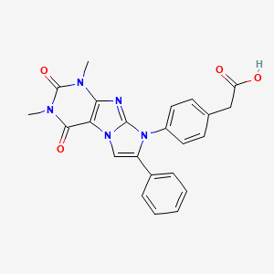 molecular formula C23H19N5O4 B3503779 [4-(1,3-dimethyl-2,4-dioxo-7-phenyl-1,2,3,4-tetrahydro-8H-imidazo[2,1-f]purin-8-yl)phenyl]acetic acid 