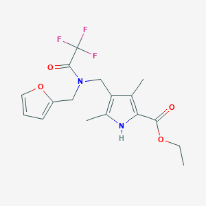 molecular formula C17H19F3N2O4 B3503793 ethyl 4-{[(2-furylmethyl)(trifluoroacetyl)amino]methyl}-3,5-dimethyl-1H-pyrrole-2-carboxylate 