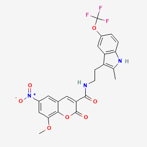 8-methoxy-N-{2-[2-methyl-5-(trifluoromethoxy)-1H-indol-3-yl]ethyl}-6-nitro-2-oxo-2H-chromene-3-carboxamide