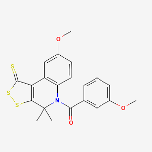 molecular formula C21H19NO3S3 B3503845 8-methoxy-5-(3-methoxybenzoyl)-4,4-dimethyl-4,5-dihydro-1H-[1,2]dithiolo[3,4-c]quinoline-1-thione 