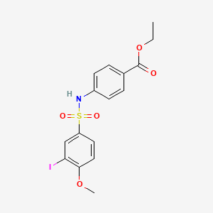molecular formula C16H16INO5S B3503881 ethyl 4-{[(3-iodo-4-methoxyphenyl)sulfonyl]amino}benzoate 