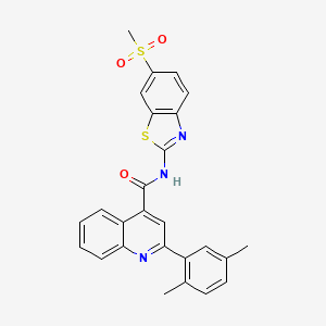 molecular formula C26H21N3O3S2 B3503903 2-(2,5-dimethylphenyl)-N-[6-(methylsulfonyl)-1,3-benzothiazol-2-yl]-4-quinolinecarboxamide 