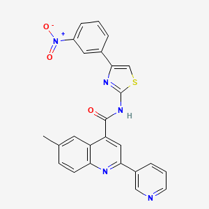 molecular formula C25H17N5O3S B3503970 6-methyl-N-[4-(3-nitrophenyl)-1,3-thiazol-2-yl]-2-(3-pyridinyl)-4-quinolinecarboxamide 