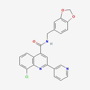 molecular formula C23H16ClN3O3 B3503973 N-(1,3-benzodioxol-5-ylmethyl)-8-chloro-2-(3-pyridinyl)-4-quinolinecarboxamide 