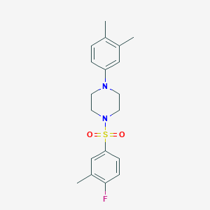 molecular formula C19H23FN2O2S B350398 1-(3,4-Dimethylphenyl)-4-((4-fluoro-3-methylphenyl)sulfonyl)piperazine CAS No. 694516-28-4