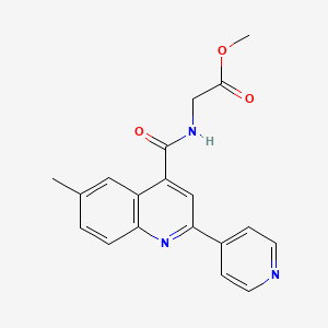 molecular formula C19H17N3O3 B3504000 methyl N-{[6-methyl-2-(4-pyridinyl)-4-quinolinyl]carbonyl}glycinate 