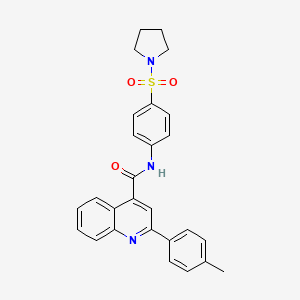 molecular formula C27H25N3O3S B3504036 2-(4-methylphenyl)-N-[4-(1-pyrrolidinylsulfonyl)phenyl]-4-quinolinecarboxamide 