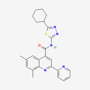 N-(5-cyclohexyl-1,3,4-thiadiazol-2-yl)-6,8-dimethyl-2-(2-pyridinyl)-4-quinolinecarboxamide