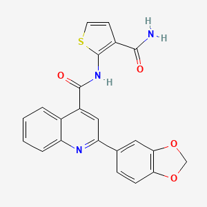 molecular formula C22H15N3O4S B3504096 N-[3-(aminocarbonyl)-2-thienyl]-2-(1,3-benzodioxol-5-yl)-4-quinolinecarboxamide 