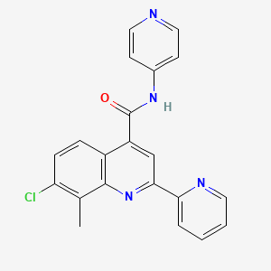 molecular formula C21H15ClN4O B3504115 7-chloro-8-methyl-2-(2-pyridinyl)-N-4-pyridinyl-4-quinolinecarboxamide 