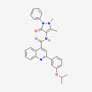 molecular formula C30H28N4O3 B3504122 N-(1,5-dimethyl-3-oxo-2-phenyl-2,3-dihydro-1H-pyrazol-4-yl)-2-(3-isopropoxyphenyl)-4-quinolinecarboxamide 