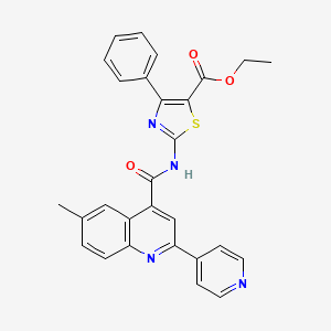 molecular formula C28H22N4O3S B3504128 ethyl 2-({[6-methyl-2-(4-pyridinyl)-4-quinolinyl]carbonyl}amino)-4-phenyl-1,3-thiazole-5-carboxylate 