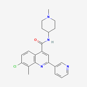 molecular formula C22H23ClN4O B3504134 7-chloro-8-methyl-N-(1-methyl-4-piperidinyl)-2-(3-pyridinyl)-4-quinolinecarboxamide 