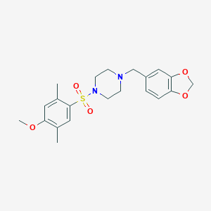 molecular formula C21H26N2O5S B350416 1-(1,3-Benzodioxol-5-ylmethyl)-4-[(4-methoxy-2,5-dimethylphenyl)sulfonyl]piperazine CAS No. 701931-41-1
