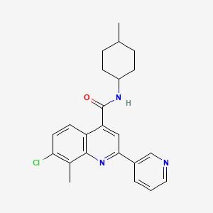 molecular formula C23H24ClN3O B3504190 7-chloro-8-methyl-N-(4-methylcyclohexyl)-2-(3-pyridinyl)-4-quinolinecarboxamide 