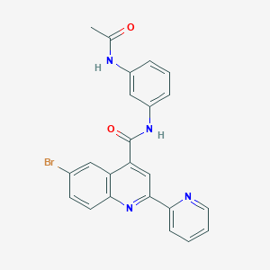 molecular formula C23H17BrN4O2 B3504206 N-[3-(acetylamino)phenyl]-6-bromo-2-(2-pyridinyl)-4-quinolinecarboxamide 