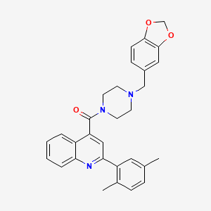 molecular formula C30H29N3O3 B3504216 4-{[4-(1,3-benzodioxol-5-ylmethyl)-1-piperazinyl]carbonyl}-2-(2,5-dimethylphenyl)quinoline 