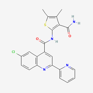 molecular formula C22H17ClN4O2S B3504252 N-[3-(aminocarbonyl)-4,5-dimethyl-2-thienyl]-6-chloro-2-(2-pyridinyl)-4-quinolinecarboxamide 