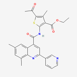 molecular formula C27H25N3O4S B3504258 ethyl 5-acetyl-2-({[6,8-dimethyl-2-(3-pyridinyl)-4-quinolinyl]carbonyl}amino)-4-methyl-3-thiophenecarboxylate 