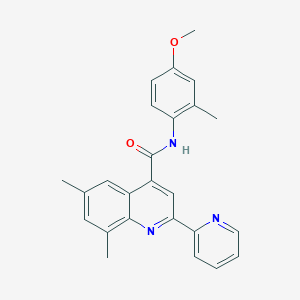 molecular formula C25H23N3O2 B3504287 N-(4-methoxy-2-methylphenyl)-6,8-dimethyl-2-(2-pyridinyl)-4-quinolinecarboxamide 
