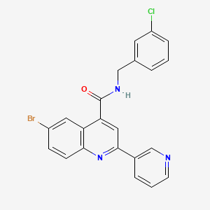 molecular formula C22H15BrClN3O B3504297 6-bromo-N-(3-chlorobenzyl)-2-(3-pyridinyl)-4-quinolinecarboxamide 