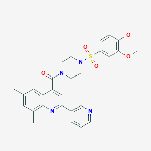 4-({4-[(3,4-dimethoxyphenyl)sulfonyl]-1-piperazinyl}carbonyl)-6,8-dimethyl-2-(3-pyridinyl)quinoline