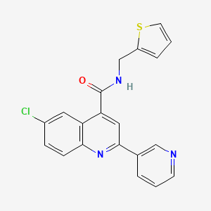 molecular formula C20H14ClN3OS B3504312 6-chloro-2-(3-pyridinyl)-N-(2-thienylmethyl)-4-quinolinecarboxamide 