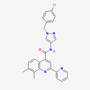 N-[1-(4-chlorobenzyl)-1H-pyrazol-4-yl]-7,8-dimethyl-2-(2-pyridinyl)-4-quinolinecarboxamide