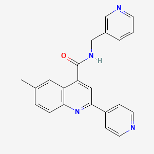 molecular formula C22H18N4O B3504372 6-methyl-2-(4-pyridinyl)-N-(3-pyridinylmethyl)-4-quinolinecarboxamide 