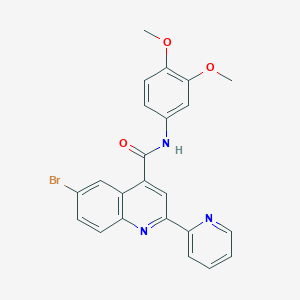 molecular formula C23H18BrN3O3 B3504385 6-bromo-N-(3,4-dimethoxyphenyl)-2-(2-pyridinyl)-4-quinolinecarboxamide 