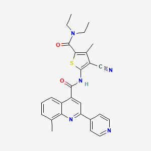 molecular formula C27H25N5O2S B3504417 N-{3-cyano-5-[(diethylamino)carbonyl]-4-methyl-2-thienyl}-8-methyl-2-(4-pyridinyl)-4-quinolinecarboxamide 