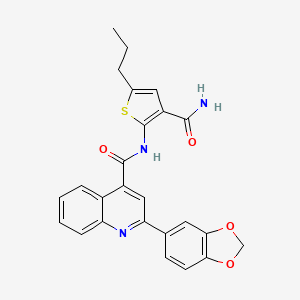 molecular formula C25H21N3O4S B3504424 N-[3-(aminocarbonyl)-5-propyl-2-thienyl]-2-(1,3-benzodioxol-5-yl)-4-quinolinecarboxamide 