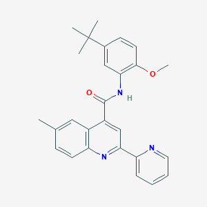 molecular formula C27H27N3O2 B3504477 N-(5-tert-butyl-2-methoxyphenyl)-6-methyl-2-(2-pyridinyl)-4-quinolinecarboxamide 