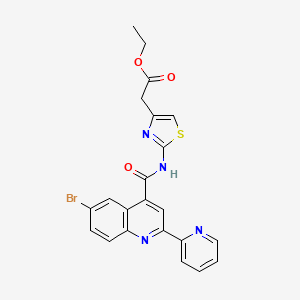 molecular formula C22H17BrN4O3S B3504483 ethyl [2-({[6-bromo-2-(2-pyridinyl)-4-quinolinyl]carbonyl}amino)-1,3-thiazol-4-yl]acetate CAS No. 713121-81-4