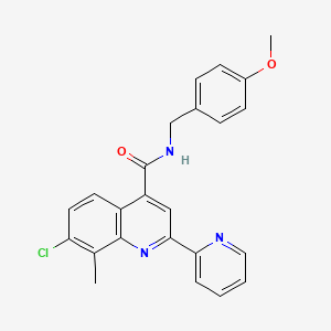 molecular formula C24H20ClN3O2 B3504495 7-chloro-N-(4-methoxybenzyl)-8-methyl-2-(2-pyridinyl)-4-quinolinecarboxamide 