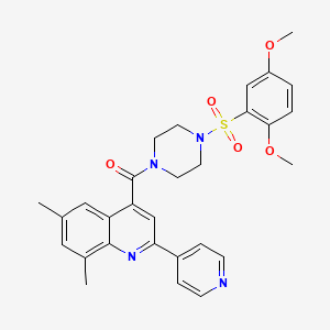 molecular formula C29H30N4O5S B3504504 4-({4-[(2,5-dimethoxyphenyl)sulfonyl]-1-piperazinyl}carbonyl)-6,8-dimethyl-2-(4-pyridinyl)quinoline 