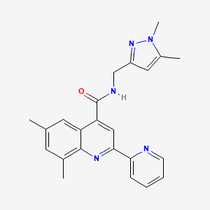 molecular formula C23H23N5O B3504516 N-[(1,5-dimethyl-1H-pyrazol-3-yl)methyl]-6,8-dimethyl-2-(2-pyridinyl)-4-quinolinecarboxamide 