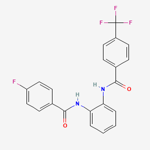 molecular formula C21H14F4N2O2 B3504517 4-fluoro-N-(2-{[4-(trifluoromethyl)benzoyl]amino}phenyl)benzamide 