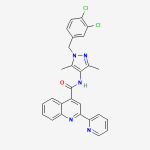 molecular formula C27H21Cl2N5O B3504526 N-[1-(3,4-dichlorobenzyl)-3,5-dimethyl-1H-pyrazol-4-yl]-2-(2-pyridinyl)-4-quinolinecarboxamide 