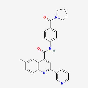 molecular formula C27H24N4O2 B3504615 6-methyl-2-(3-pyridinyl)-N-[4-(1-pyrrolidinylcarbonyl)phenyl]-4-quinolinecarboxamide 