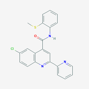 molecular formula C22H16ClN3OS B3504641 6-chloro-N-[2-(methylthio)phenyl]-2-(2-pyridinyl)-4-quinolinecarboxamide 